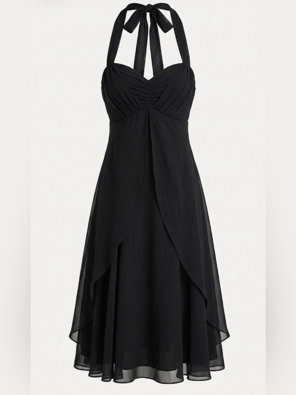 White House Black Market 100% Silk Chiffon Halter Cocktail Dress - Size 0 (NWOT)